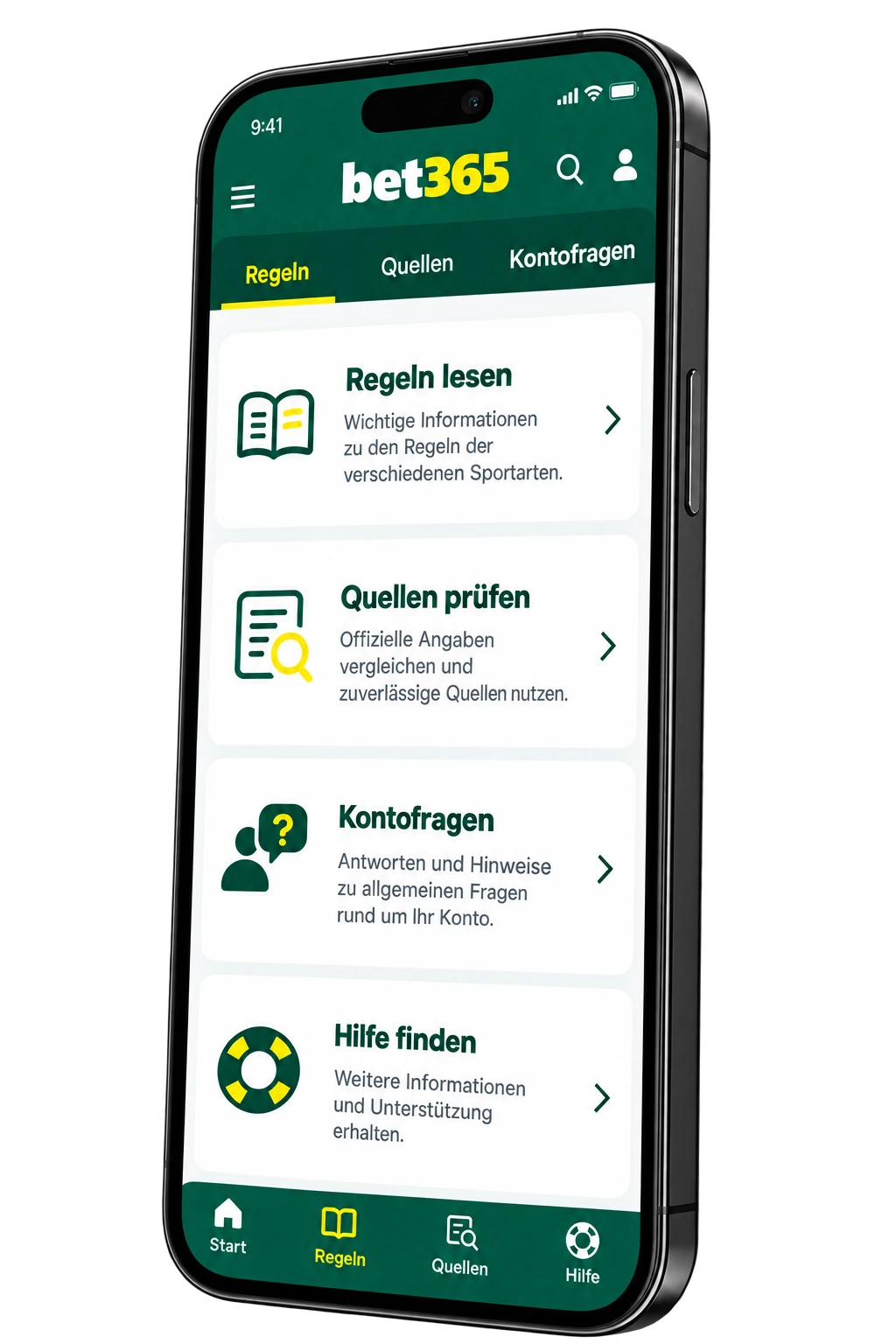Illustration der mobilen bet365 App